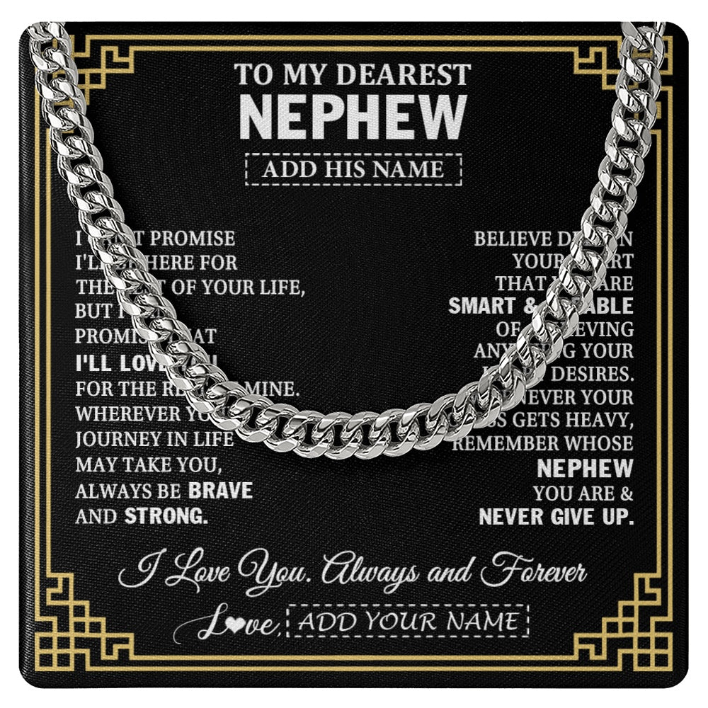Cuban Link Chain Necklace Stainless Steel | 1 | Personalized To My Nephew Gifts From Aunt Uncle Cross Necklace Never Give Up Inspirational Gift Nephew Birthday Graduation Christmas Gift Box Message Card | https://teecentury.