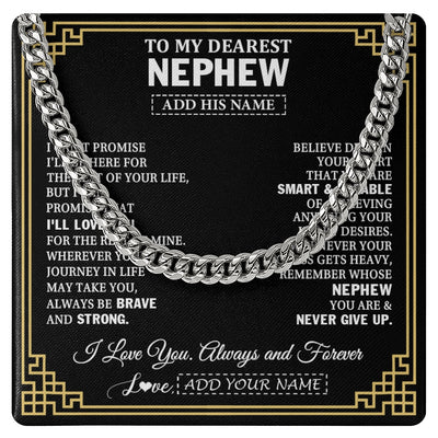 Cuban Link Chain Necklace Stainless Steel | 1 | Personalized To My Nephew Gifts From Aunt Uncle Cross Necklace Never Give Up Inspirational Gift Nephew Birthday Graduation Christmas Gift Box Message Card | https://teecentury.