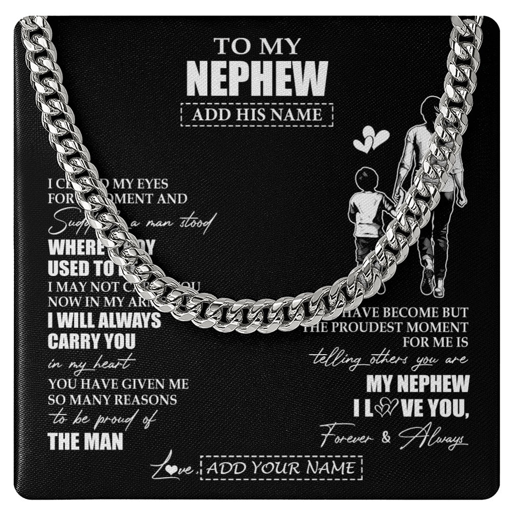 Cuban Link Chain Necklace Stainless Steel | 1 | Personalized To My Nephew Gifts Necklace From Aunt Auntie I Closed My Eyes For A Moment Nephew Birthday Graduation Christmas Customized Gift Box Message Card | teecentury.myshopify