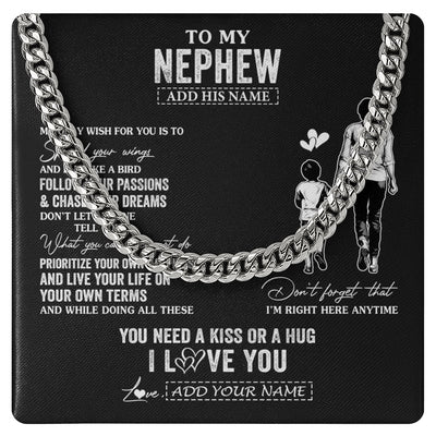 Cuban Link Chain Necklace Stainless Steel | 1 | Personalized To My Nephew Gifts Necklace From Aunt Auntie My Only Wish For You Nephew Birthday Gifts Graduation Christmas Customized Gift Box Message Card | teecentury.myshopify