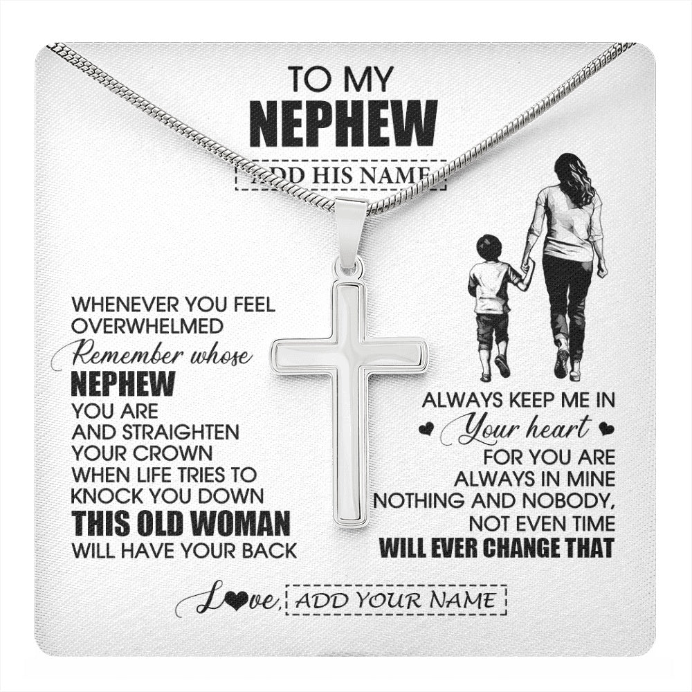 Stainless Cross Necklace Stainless Steel | 1 | Personalized To My Nephew Gifts Necklace From Aunt Auntie Whenever Woman Unique Birthday Gifts For Nephew Graduation Christmas Custom Gift Box Message Card | teecentury.myshopify