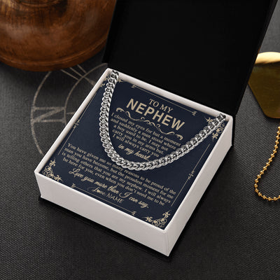 Cuban Link Chain Necklace Stainless Steel | 2 | Personalized To My Nephew Gifts Necklace From Aunt I Closed My Eyes Gift For Nephew Birthday Jewelry Gift For Men Christmas Customized Gift Box Message Card | teecentury