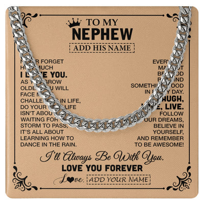 Cuban Link Chain Necklace Stainless Steel | 1 | Personalized To My Nephew Gifts Necklace From Aunt Uncle Auntie Never Forget How Much I Love You Nephew Birthday Gifts Christmas Gift Box Message Card | https://teecentury.