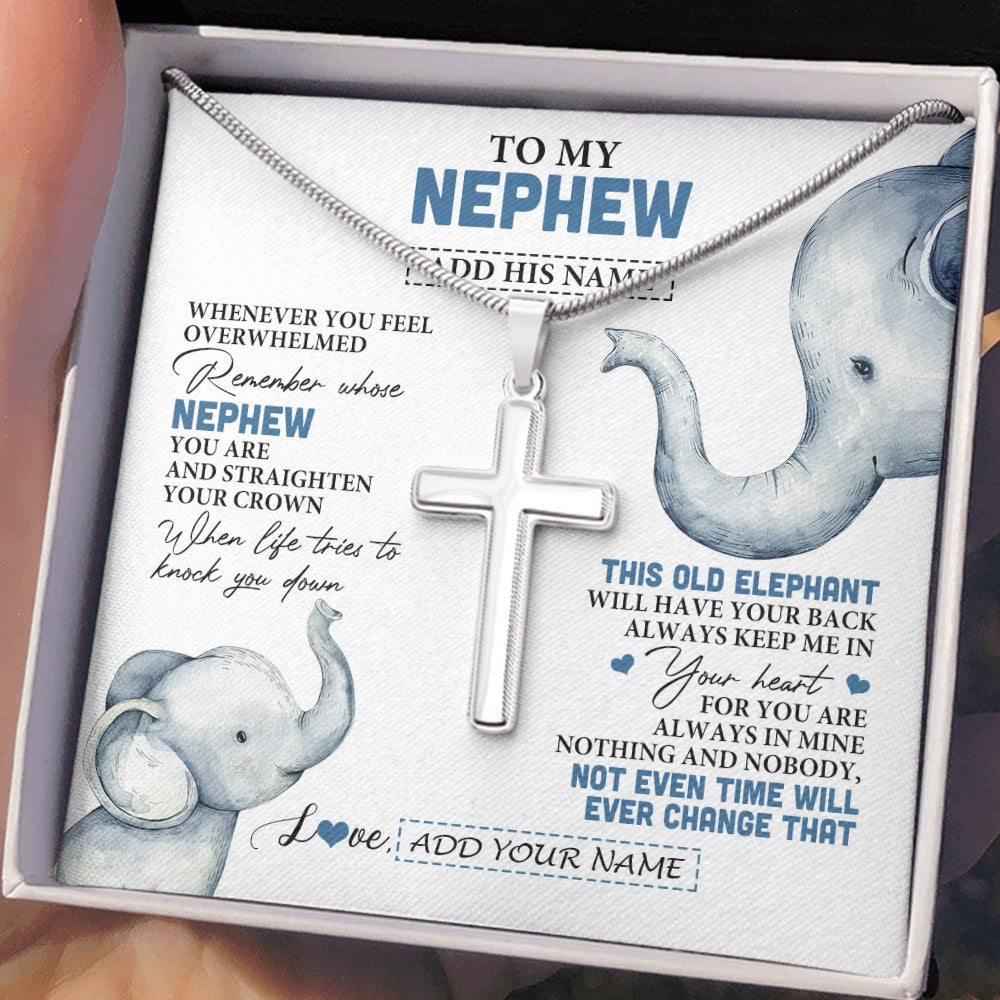 Stainless Cross Necklace Stainless Steel | 2 | Personalized To My Nephew Gifts Necklace From Aunt Uncle Auntie Whenever Elephant Unique Birthday Gifts For Nephew Graduation Christmas Gift Box Message Card | teecentury.myshopify