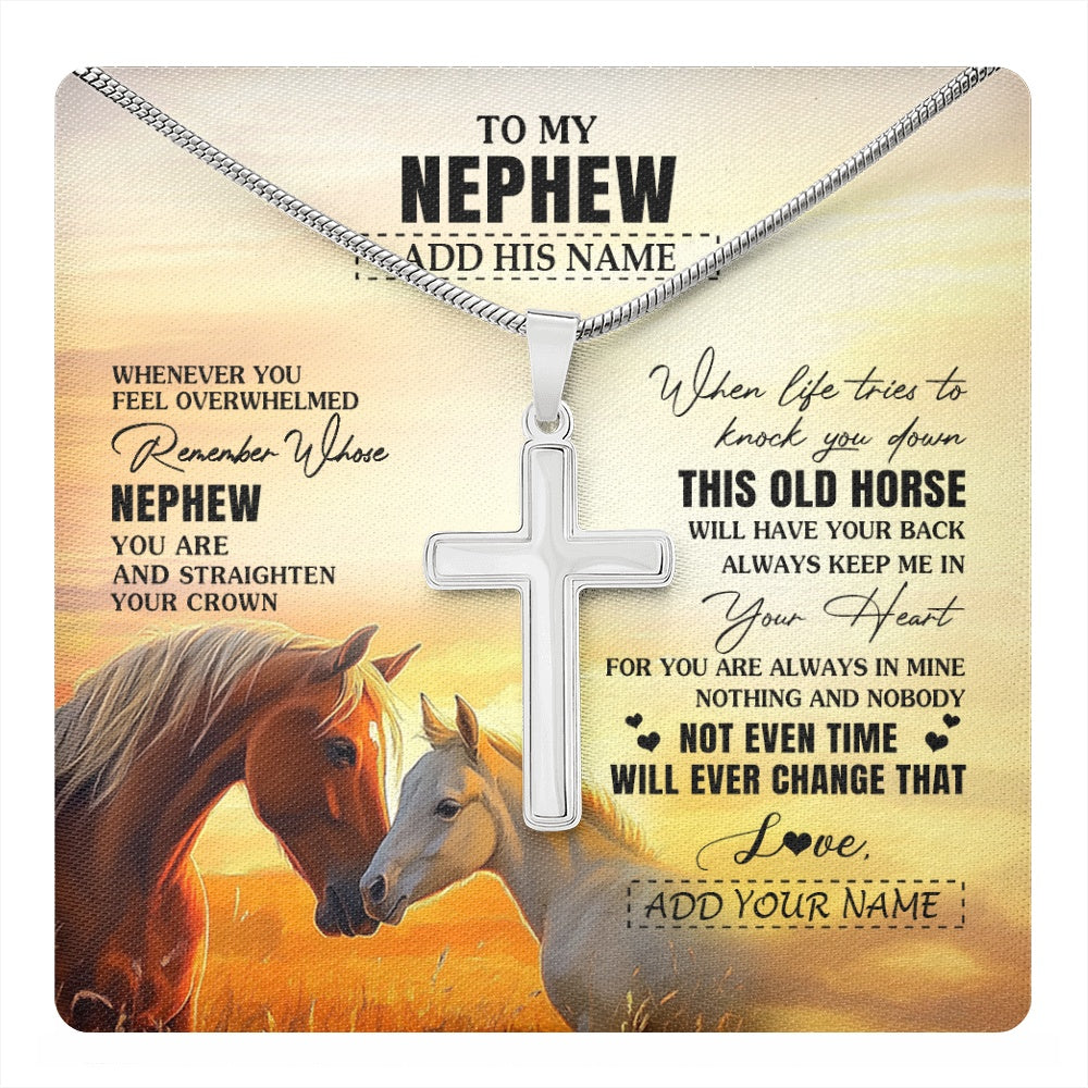 Stainless Cross Necklace Stainless Steel | 1 | Personalized To My Nephew Gifts Necklace From Aunt Uncle Auntie Whenever Horse Unique Birthday Gifts For Nephew Graduation Christmas Gift Box Message Card | teecentury.myshopify