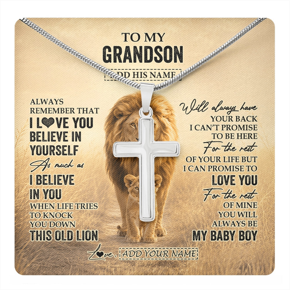 Stainless Cross Necklace Stainless Steel | 1 | Personalized To My Nephew Gifts Necklace From Uncle Always Remember Lion Gifts For Nephew Birthday Graduation Christmas Custom Gift Box Message Card | https://teecentury.