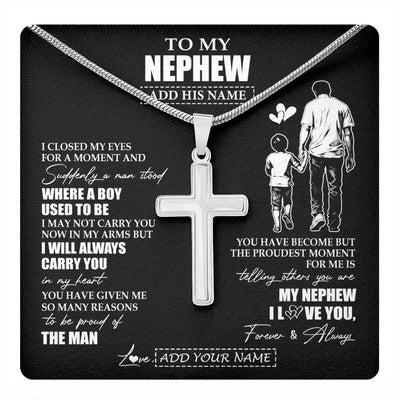 Stainless Cross Necklace Stainless Steel | 1 | Personalized To My Nephew Gifts Necklace From Uncle I Closed My Eyes For A Moment Nephew Birthday Graduation Christmas Customized Gift Box Message Card | teecentury.myshopify