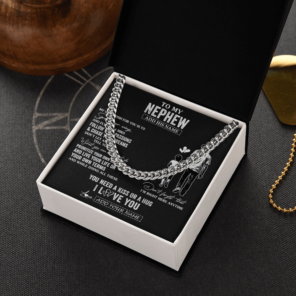 Cuban Link Chain Necklace Stainless Steel | 2 | Personalized To My Nephew Gifts Necklace From Uncle My Only Wish For You Nephew Birthday Gifts Graduation Christmas Customized Gift Box Message Card | teecentury.myshopify