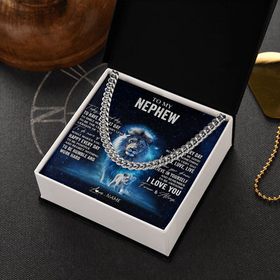 Cuban Link Chain Necklace Stainless Steel | 2 | Personalized To My Nephew Lion Necklace From Uncle Today Is A Good Day Nephew Gifts Birthday Graduation Christmas Customized Gift Box Message Card | teecentury
