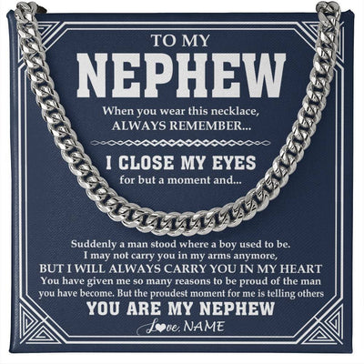 Cuban Link Chain Necklace Stainless Steel | 1 | Personalized To My Nephew Necklace From Aunt Uncle Suddenly A Man Jewelry Nephew Birthday Gifts Graduation Christmas Customized Gift Box Message Card | teecentury