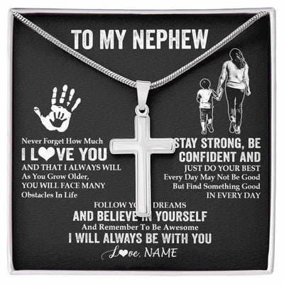 Stainless Cross Necklace Stainless Steel | 1 | Personalized To My Nephew Necklace I Love You Forever From Aunt Nephew Birthday Gifts Christmas Thanksgiving Graduation Customized Gift Box Message Card | teecentury