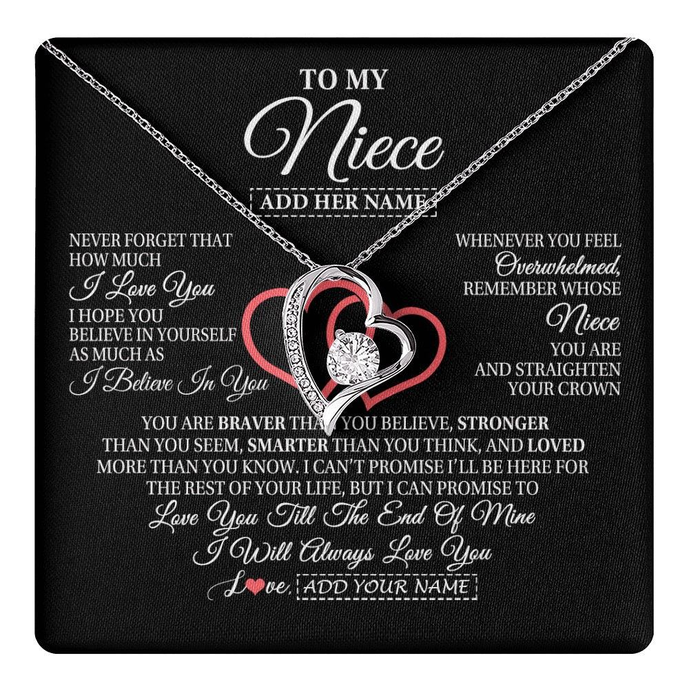 Forever Love Necklace 14K White Gold Finish | 1 | Personalized To My Niece  Birthday Gifts From Uncle Aunt Always Love You Niece Gifts Necklace Jewelry Graduation Christmas Customized Gift Box Message Card | teecentury.myshopify