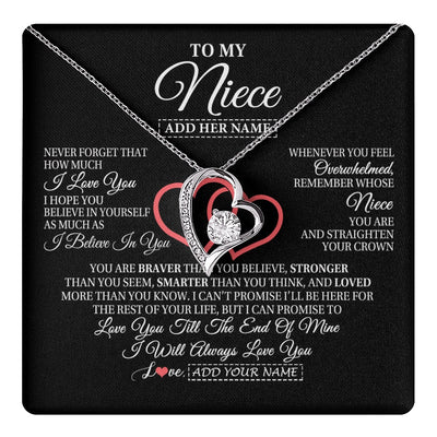 Forever Love Necklace 14K White Gold Finish | 1 | Personalized To My Niece  Birthday Gifts From Uncle Aunt Always Love You Niece Gifts Necklace Jewelry Graduation Christmas Customized Gift Box Message Card | teecentury.myshopify