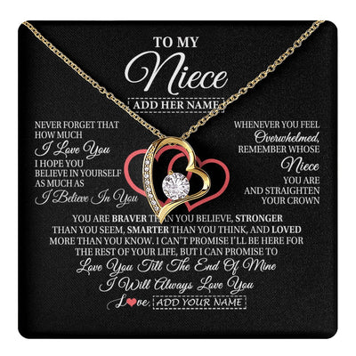 Forever Love Necklace 18K Yellow Gold Finish | 1 | Personalized To My Niece  Birthday Gifts From Uncle Aunt Always Love You Niece Gifts Necklace Jewelry Graduation Christmas Customized Gift Box Message Card | teecentury.myshopify