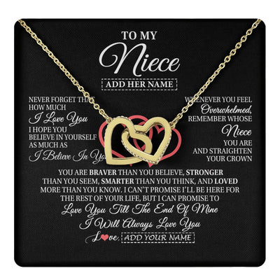 Interlocking Hearts Necklace 18K Yellow Gold Finish | 1 | Personalized To My Niece  Birthday Gifts From Uncle Aunt Always Love You Niece Gifts Necklace Jewelry Graduation Christmas Customized Gift Box Message Card | teecentury.myshopify
