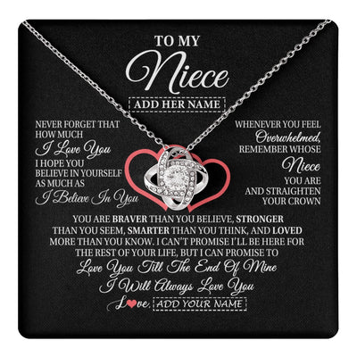 Love Knot Necklace 14K White Gold Finish | 1 | Personalized To My Niece  Birthday Gifts From Uncle Aunt Always Love You Niece Gifts Necklace Jewelry Graduation Christmas Customized Gift Box Message Card | teecentury.myshopify