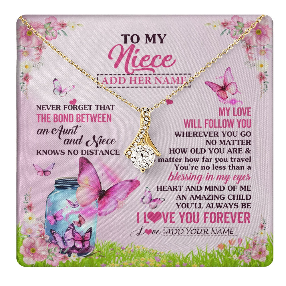 Alluring Beauty Necklace 18K Yellow Gold Finish | 1 | Personalized To My Niece Butterfly Necklace From Aunt Auntie The Bond Between Niece Birthday Gifts Graduation Christmas Custom Jewelry Gift Box Message Card | https://teecentury.