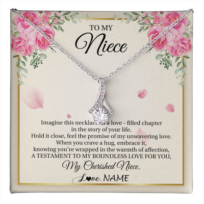 Alluring Beauty Necklace 14K White Gold Finish | 1 | Personalized To My Niece From Aunt Imagine This Necklace As A Love Niece Birthday Gifts Jewelry Graduation Christmas Customized Gift Box Message Card | teecentury