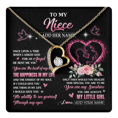 Forever Love Necklace 18K Yellow Gold Finish | 1 | Personalized To My Niece From Uncle Necklace Once Upon A Time Birthday Graduation Gifts For Niece Gifts Christmas Customized Gift Box Message Card | teecentury.myshopify