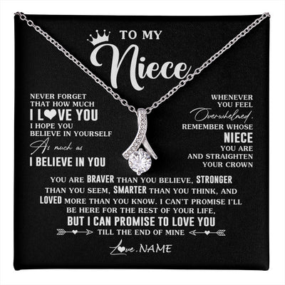 Alluring Beauty Necklace 14K White Gold Finish | 1 | Personalized To My Niece Gifs From Aunt Necklace How Much I Love You Niece Birthday Gifts Jewelry Graduation Christmas Customized Gift Box Message Card | teecentury