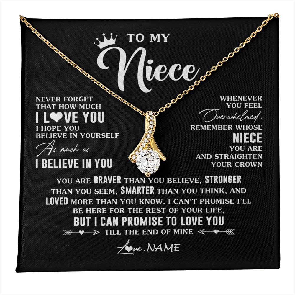 Alluring Beauty Necklace 18K Yellow Gold Finish | 1 | Personalized To My Niece Gifs From Aunt Necklace How Much I Love You Niece Birthday Gifts Jewelry Graduation Christmas Customized Gift Box Message Card | teecentury