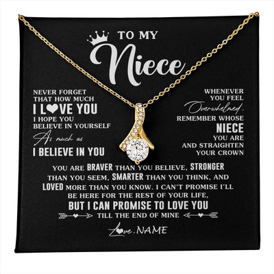 Alluring Beauty Necklace 18K Yellow Gold Finish | 1 | Personalized To My Niece Gifs From Aunt Necklace How Much I Love You Niece Birthday Gifts Jewelry Graduation Christmas Customized Gift Box Message Card | teecentury