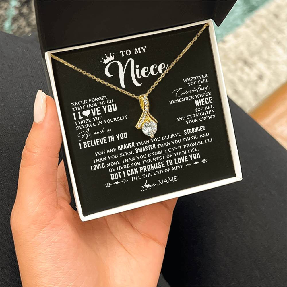 Alluring Beauty Necklace 18K Yellow Gold Finish | 2 | Personalized To My Niece Gifs From Aunt Necklace How Much I Love You Niece Birthday Gifts Jewelry Graduation Christmas Customized Gift Box Message Card | teecentury