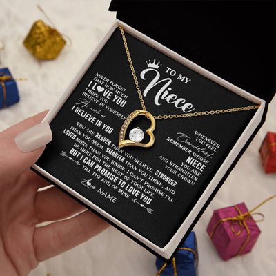 Forever Love Necklace 18K Yellow Gold Finish | 2 | Personalized To My Niece Gifs From Aunt Necklace How Much I Love You Niece Birthday Gifts Jewelry Graduation Christmas Customized Gift Box Message Card | teecentury