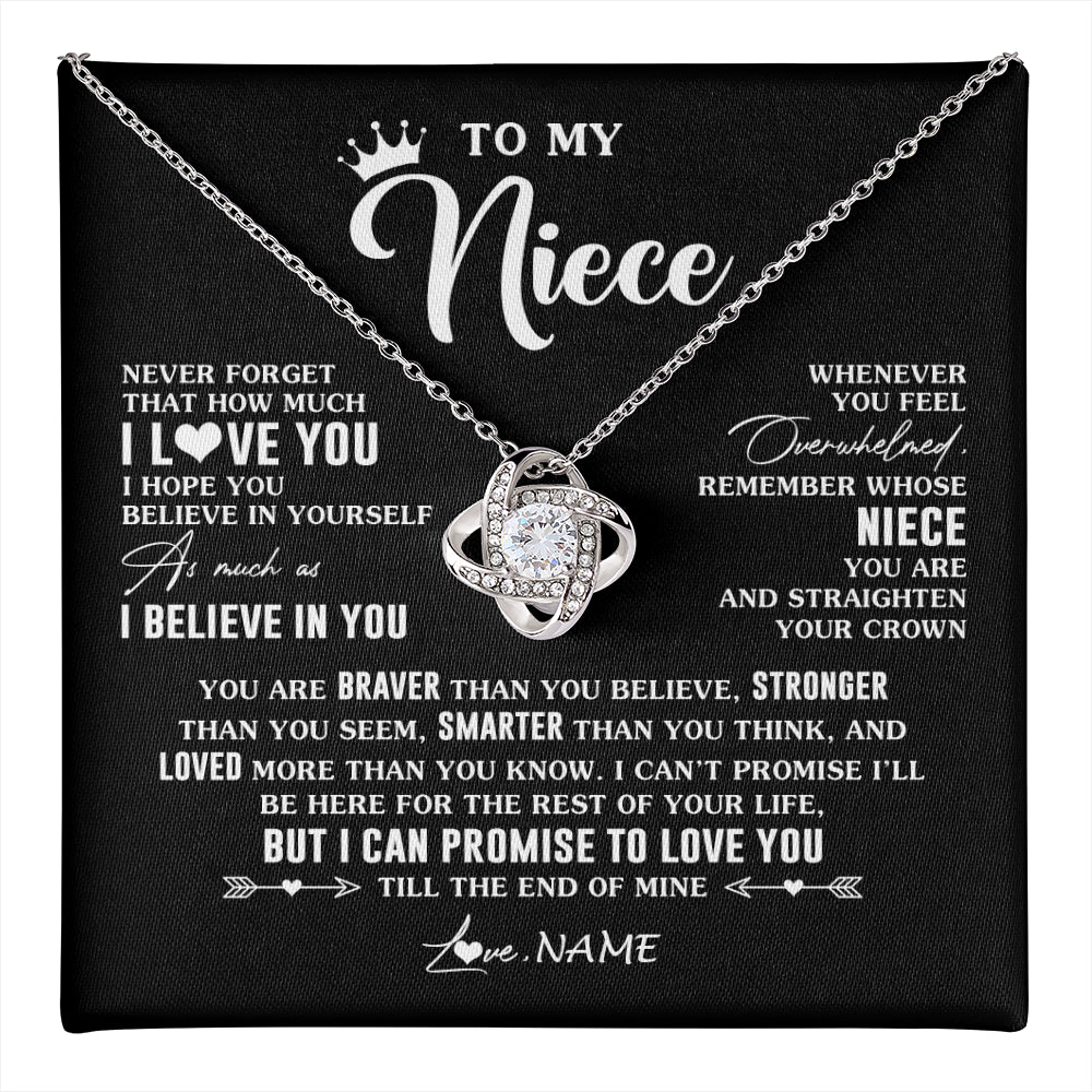 Love Knot Necklace 14K White Gold Finish | 1 | Personalized To My Niece Gifs From Aunt Necklace How Much I Love You Niece Birthday Gifts Jewelry Graduation Christmas Customized Gift Box Message Card | teecentury