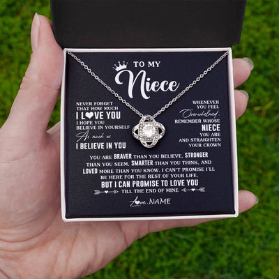 Love Knot Necklace 14K White Gold Finish | 2 | Personalized To My Niece Gifs From Aunt Necklace How Much I Love You Niece Birthday Gifts Jewelry Graduation Christmas Customized Gift Box Message Card | teecentury