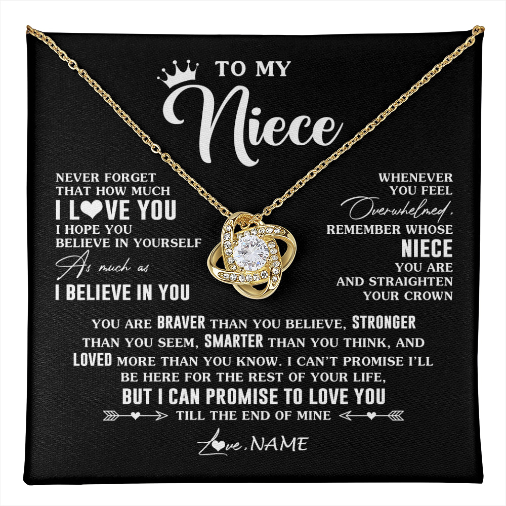 Love Knot Necklace 18K Yellow Gold Finish | 1 | Personalized To My Niece Gifs From Aunt Necklace How Much I Love You Niece Birthday Gifts Jewelry Graduation Christmas Customized Gift Box Message Card | teecentury
