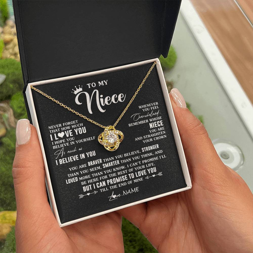Love Knot Necklace 18K Yellow Gold Finish | 2 | Personalized To My Niece Gifs From Aunt Necklace How Much I Love You Niece Birthday Gifts Jewelry Graduation Christmas Customized Gift Box Message Card | teecentury