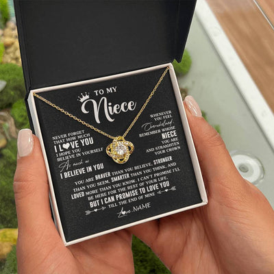 Love Knot Necklace 18K Yellow Gold Finish | 2 | Personalized To My Niece Gifs From Aunt Necklace How Much I Love You Niece Birthday Gifts Jewelry Graduation Christmas Customized Gift Box Message Card | teecentury