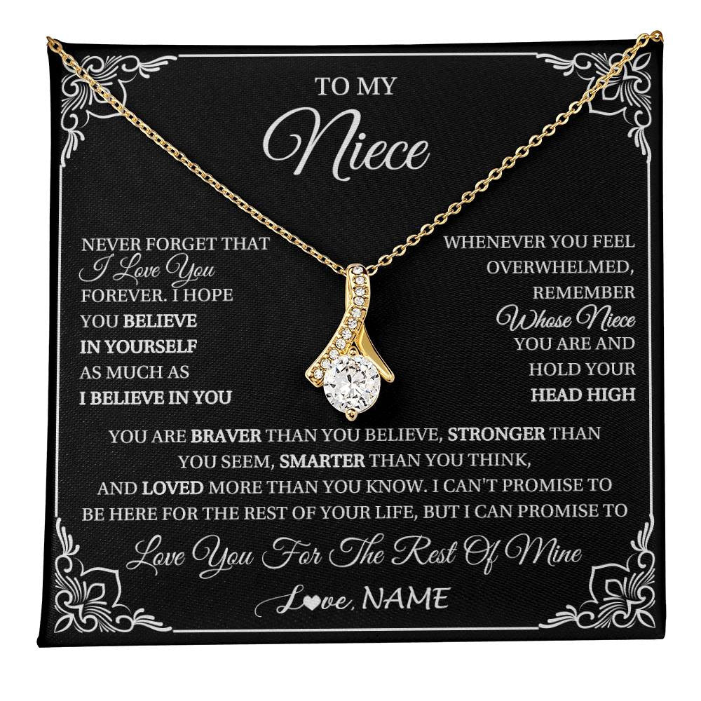 Alluring Beauty Necklace 18K Yellow Gold Finish | 1 | Personalized To My Niece Gift From Aunt Uncle Necklace I Love You Believe In You Niece Birthday Gifts Graduation Christmas Customized Gift Box Message Card | teecentury