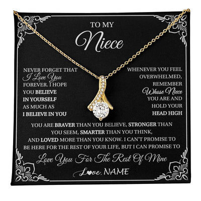 Alluring Beauty Necklace 18K Yellow Gold Finish | 1 | Personalized To My Niece Gift From Aunt Uncle Necklace I Love You Believe In You Niece Birthday Gifts Graduation Christmas Customized Gift Box Message Card | teecentury
