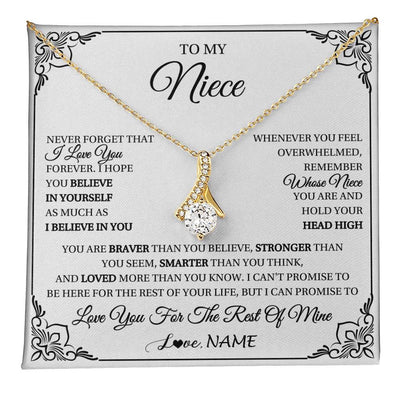 Alluring Beauty Necklace 18K Yellow Gold Finish | 1 | Personalized To My Niece Gift Necklace From Aunt Uncle I Love You Believe In You Niece Birthday Gifts Graduation Christmas Customized Gift Box Message Card | teecentury
