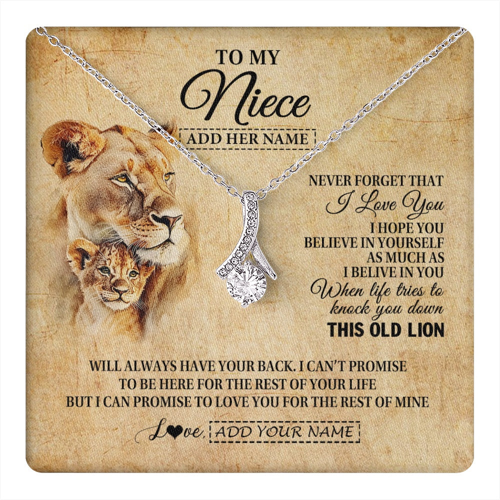 Alluring Beauty Necklace 14K White Gold Finish | 1 | Personalized To My Niece Gifts From Aunt Auntie Lion Necklace I Love You Niece Birthday Gifts From Aunt Graduation Christmas Custom Gift Box Message Card | teecentury.myshopify