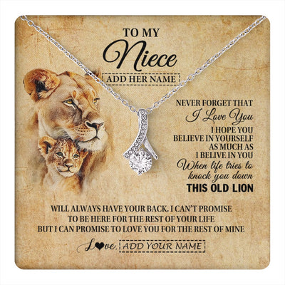 Alluring Beauty Necklace 14K White Gold Finish | 1 | Personalized To My Niece Gifts From Aunt Auntie Lion Necklace I Love You Niece Birthday Gifts From Aunt Graduation Christmas Custom Gift Box Message Card | teecentury.myshopify