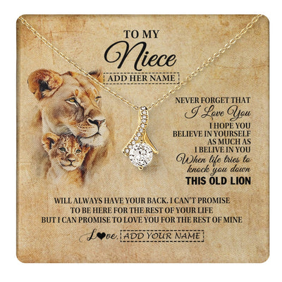 Alluring Beauty Necklace 18K Yellow Gold Finish | 1 | Personalized To My Niece Gifts From Aunt Auntie Lion Necklace I Love You Niece Birthday Gifts From Aunt Graduation Christmas Custom Gift Box Message Card | teecentury.myshopify