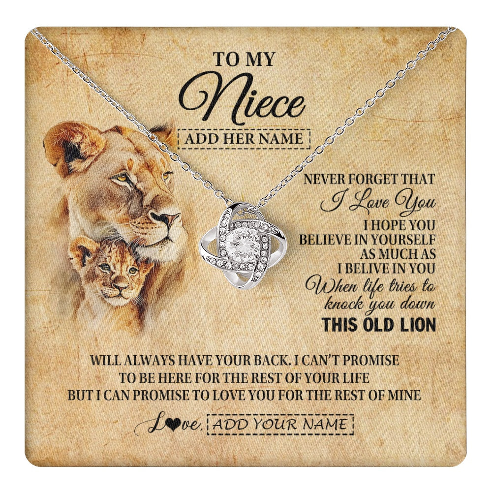 Love Knot Necklace 14K White Gold Finish | 1 | Personalized To My Niece Gifts From Aunt Auntie Lion Necklace I Love You Niece Birthday Gifts From Aunt Graduation Christmas Custom Gift Box Message Card | teecentury.myshopify