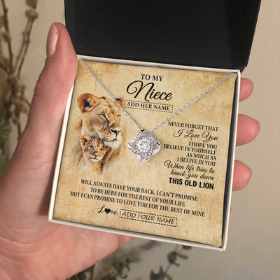Love Knot Necklace 14K White Gold Finish | 2 | Personalized To My Niece Gifts From Aunt Auntie Lion Necklace I Love You Niece Birthday Gifts From Aunt Graduation Christmas Custom Gift Box Message Card | teecentury.myshopify