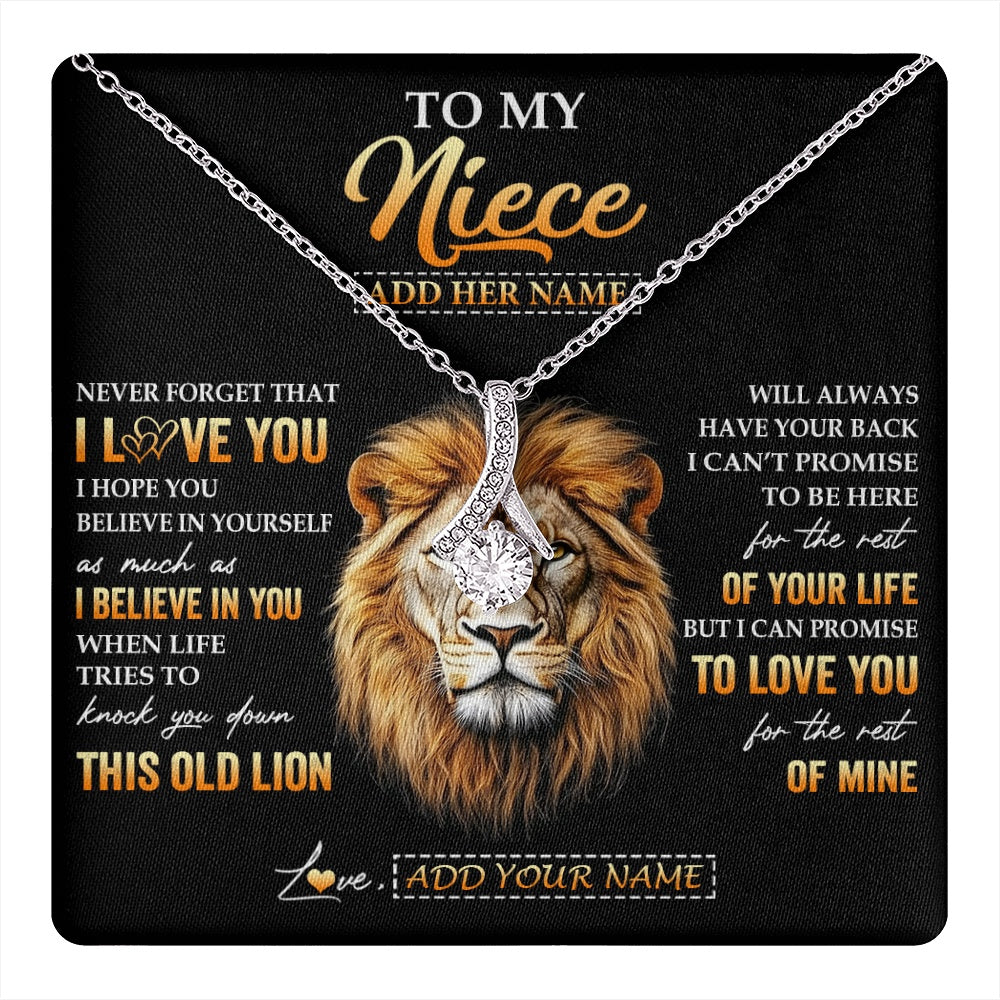 Alluring Beauty Necklace 14K White Gold Finish | 1 | Personalized To My Niece Gifts From Aunt Auntie Necklace Old Lion Love You Niece Birthday Gifts Graduation Christmas Customized Gift Box Message Card | teecentury.myshopify
