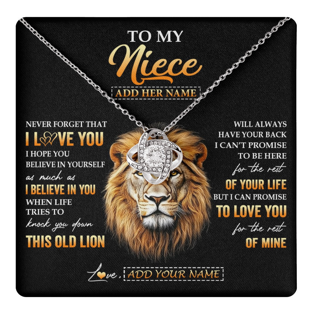 Love Knot Necklace 14K White Gold Finish | 1 | Personalized To My Niece Gifts From Aunt Auntie Necklace Old Lion Love You Niece Birthday Gifts Graduation Christmas Customized Gift Box Message Card | teecentury.myshopify