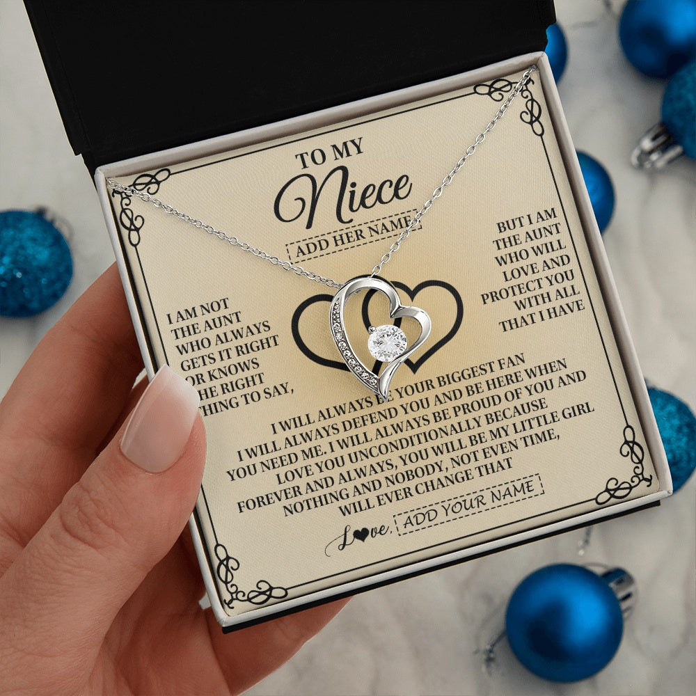 Forever Love Necklace 14K White Gold Finish | 2 | Personalized To My Niece Gifts From Aunt Niece Birthday Gifts Jewelry For Women Aunt Niece Pendant Necklace Christmas Custom Gift Box Message Card | teecentury.myshopify