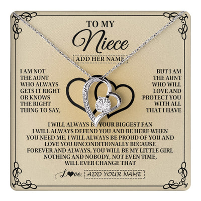 Forever Love Necklace 14K White Gold Finish | 1 | Personalized To My Niece Gifts From Aunt Niece Birthday Gifts Jewelry For Women Aunt Niece Pendant Necklace Christmas Custom Gift Box Message Card | teecentury.myshopify