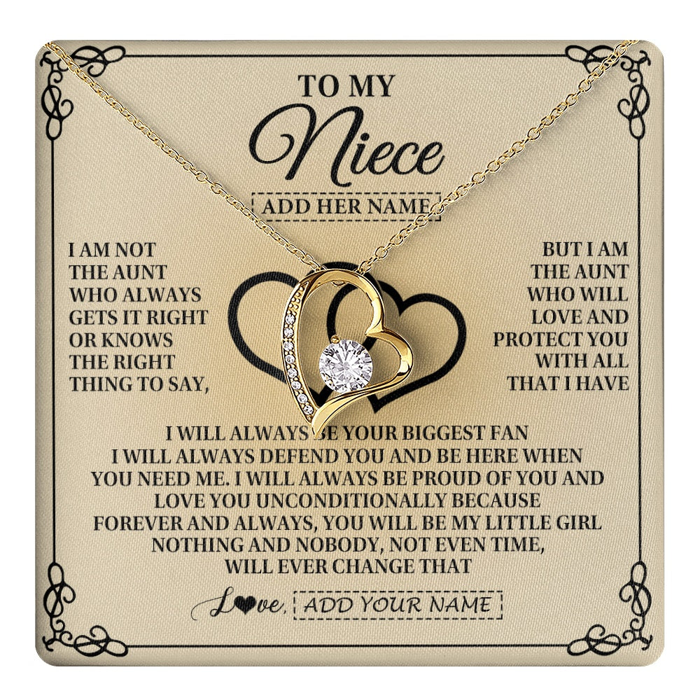 Forever Love Necklace 18K Yellow Gold Finish | 1 | Personalized To My Niece Gifts From Aunt Niece Birthday Gifts Jewelry For Women Aunt Niece Pendant Necklace Christmas Custom Gift Box Message Card | teecentury.myshopify