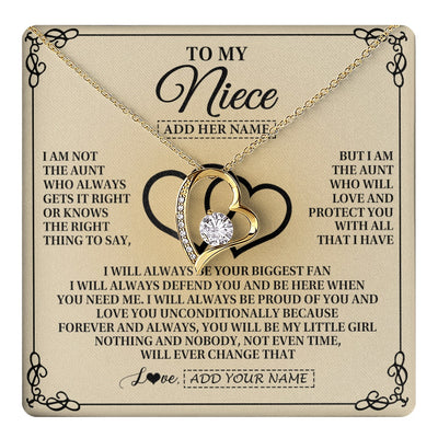 Forever Love Necklace 18K Yellow Gold Finish | 1 | Personalized To My Niece Gifts From Aunt Niece Birthday Gifts Jewelry For Women Aunt Niece Pendant Necklace Christmas Custom Gift Box Message Card | teecentury.myshopify
