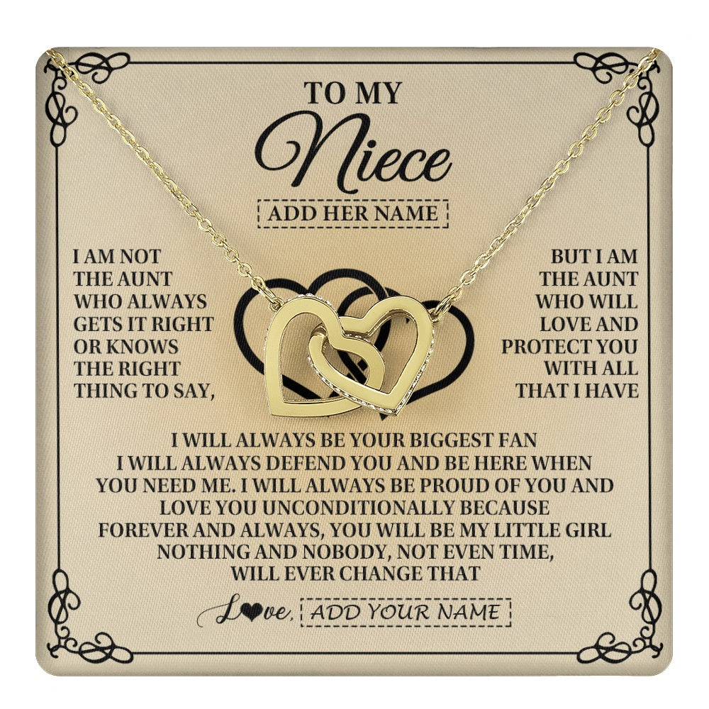 Interlocking Hearts Necklace 18K Yellow Gold Finish | 1 | Personalized To My Niece Gifts From Aunt Niece Birthday Gifts Jewelry For Women Aunt Niece Pendant Necklace Christmas Custom Gift Box Message Card | teecentury.myshopify