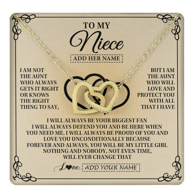 Interlocking Hearts Necklace 18K Yellow Gold Finish | 1 | Personalized To My Niece Gifts From Aunt Niece Birthday Gifts Jewelry For Women Aunt Niece Pendant Necklace Christmas Custom Gift Box Message Card | teecentury.myshopify