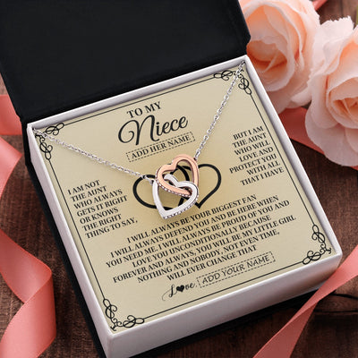 Interlocking Hearts Necklace Stainless Steel & Rose Gold Finish | 2 | Personalized To My Niece Gifts From Aunt Niece Birthday Gifts Jewelry For Women Aunt Niece Pendant Necklace Christmas Custom Gift Box Message Card | teecentury.myshopify